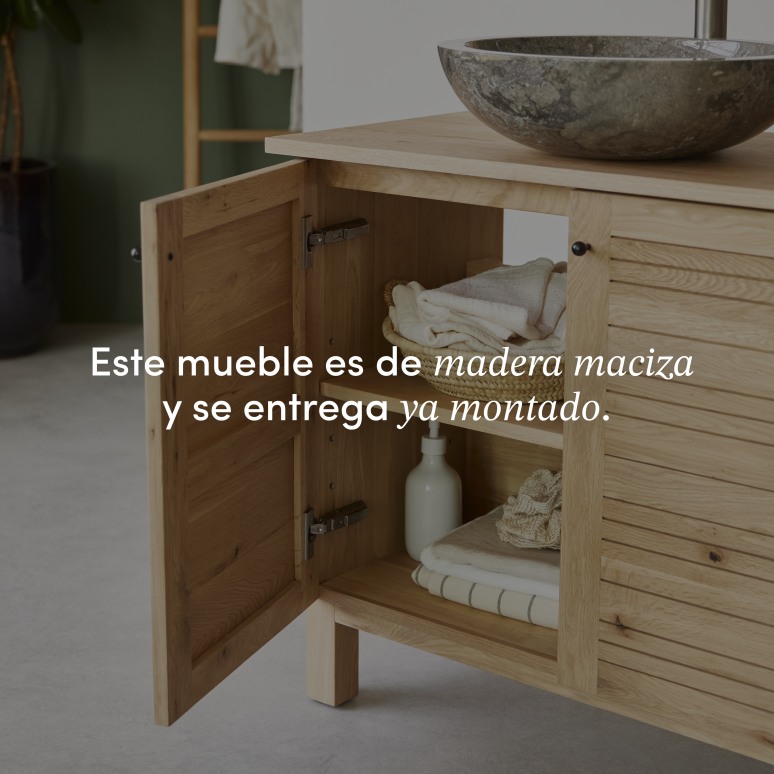 Soho - Mueble para lavabo de roble macizo de 85 cm