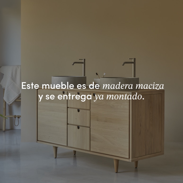 Jonàk - Mueble para lavabo de roble macizo de 145 cm