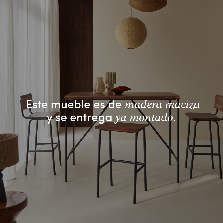 Talia - Mesa alta de palisandro macizo y metal para 4 personas