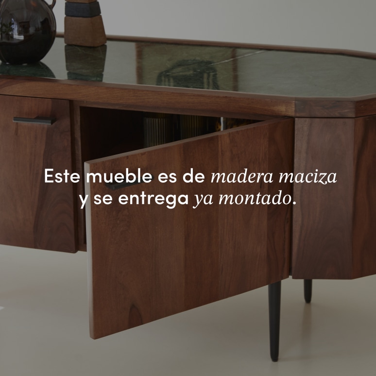 Jade - Mueble para TV de palisandro macizo y mármol de 130 cm