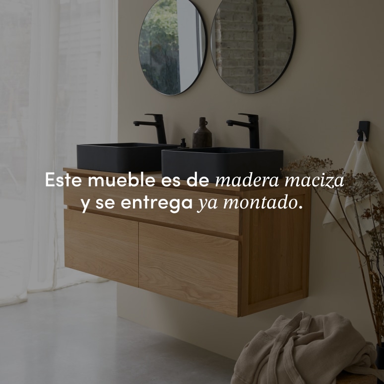Jacob - Mueble para lavabo de roble macizo de 120 cm