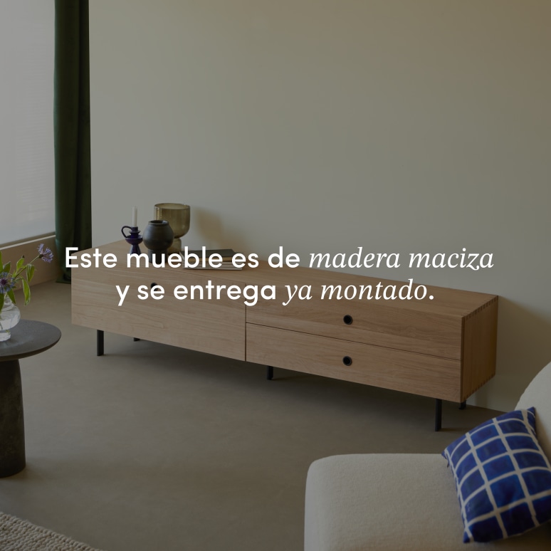 Jeanne - Mueble para TV de roble macizo de 200 cm