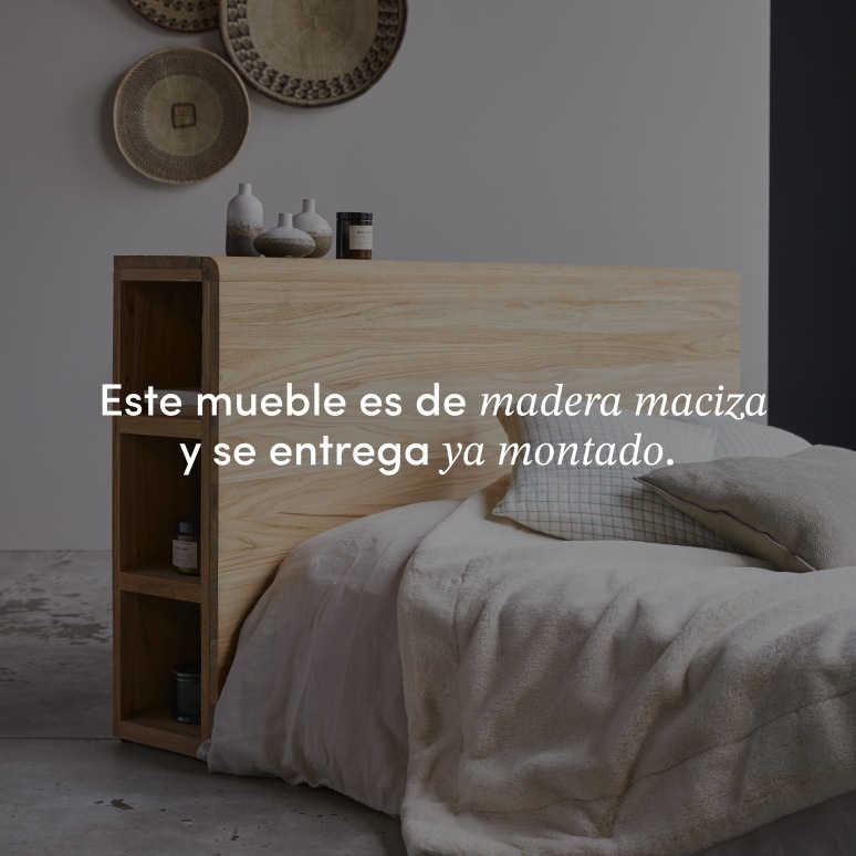 Bertie - Cabecero con estantes de teca maciza de 165 cm