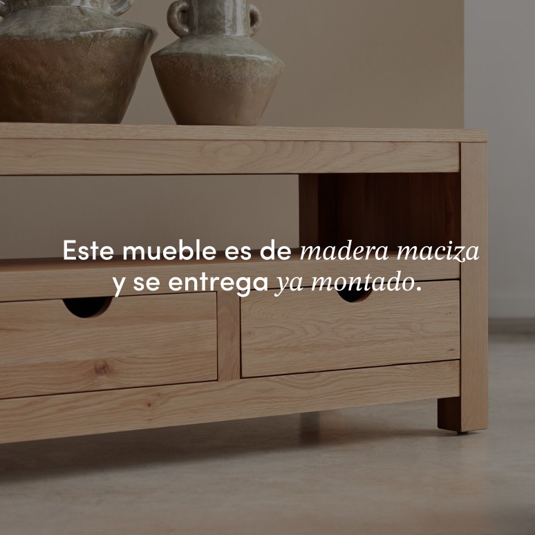 Oliver - Mueble para TV de roble macizo de 200 cm