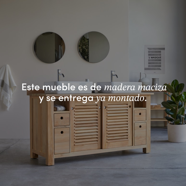 Coline - Mueble para lavabo de teca maciza de 145 cm