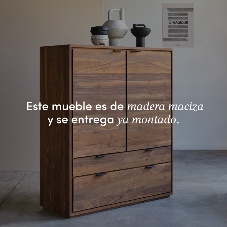 Senson - Aparador de nogal macizo de 110 cm