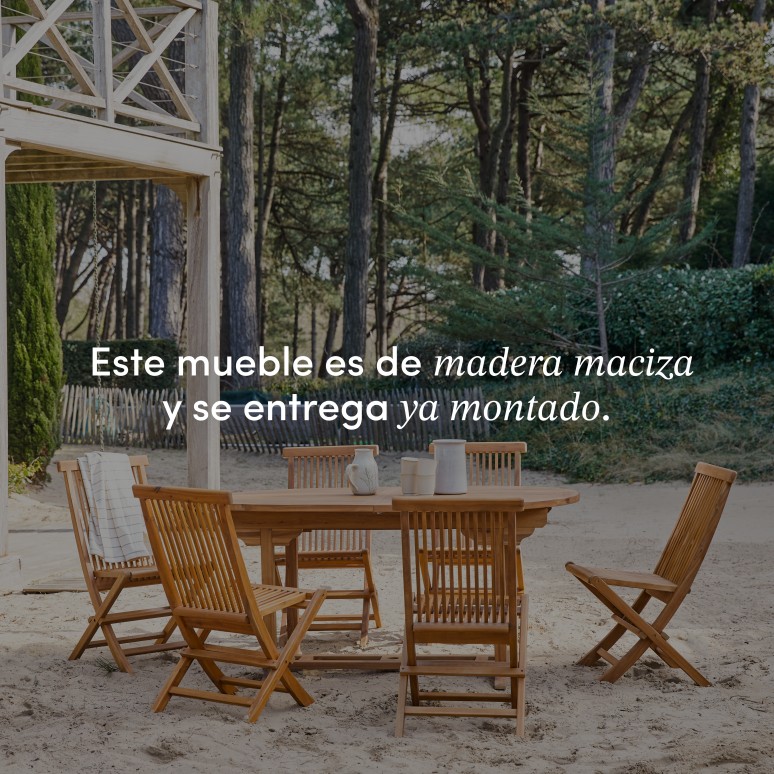 Capri - Conjunto de jardín oval de acacia maciza con 6 sillas