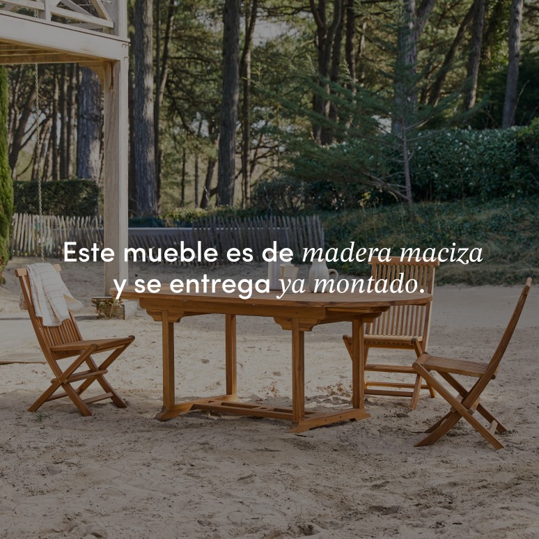 Capri - Conjunto de jardín oval de acacia maciza con 4 sillas