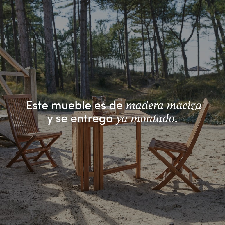 Capri - Mesa de jardín plegable de acacia maciza para 2/4 personas