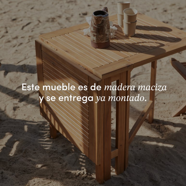 Capri - Mesa de jardín plegable de acacia maciza para 2/4 personas