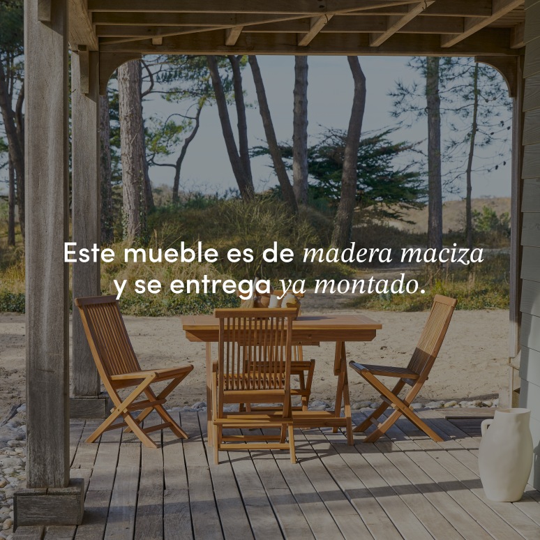 Capri - Conjunto de jardín de acacia maciza con 4 sillas