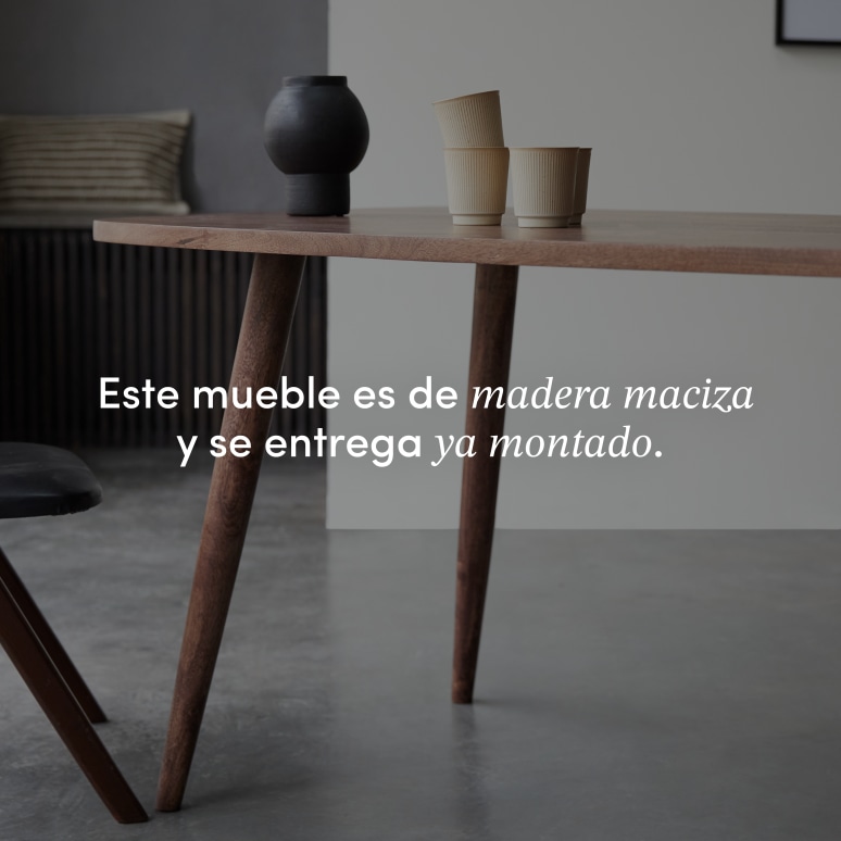 Lazare - Mesa de mango macizo para 6/8 personas