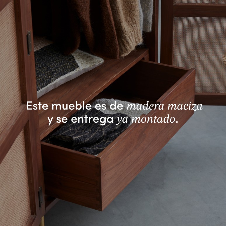 Lisbeth - Armario de olmo y ratán