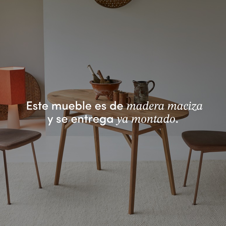 Elena - Mesa ovalada de teca maciza reciclada para 2-4 personas