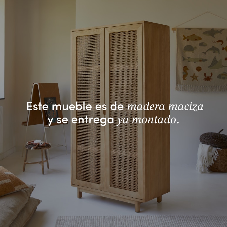 Luis - Armario infantil de olmo macizo y rejilla de caña