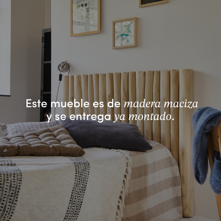 River - Cabecero infantil de teca maciza de 120 cm