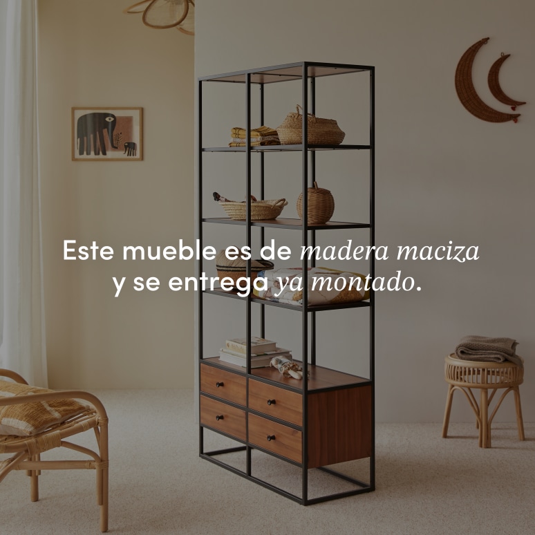 Agra - Biblioteca infantil de acacia maciza y metal