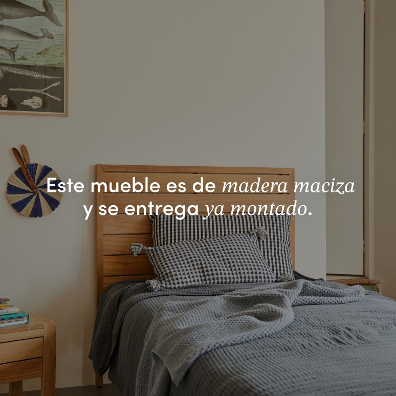 Minimalys - Cabecero infantil de teca maciza de 95 cm