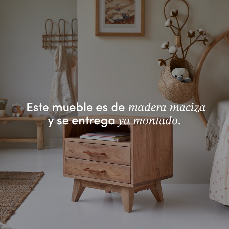 Oslo - Mesita de noche infantil de acacia maciza
