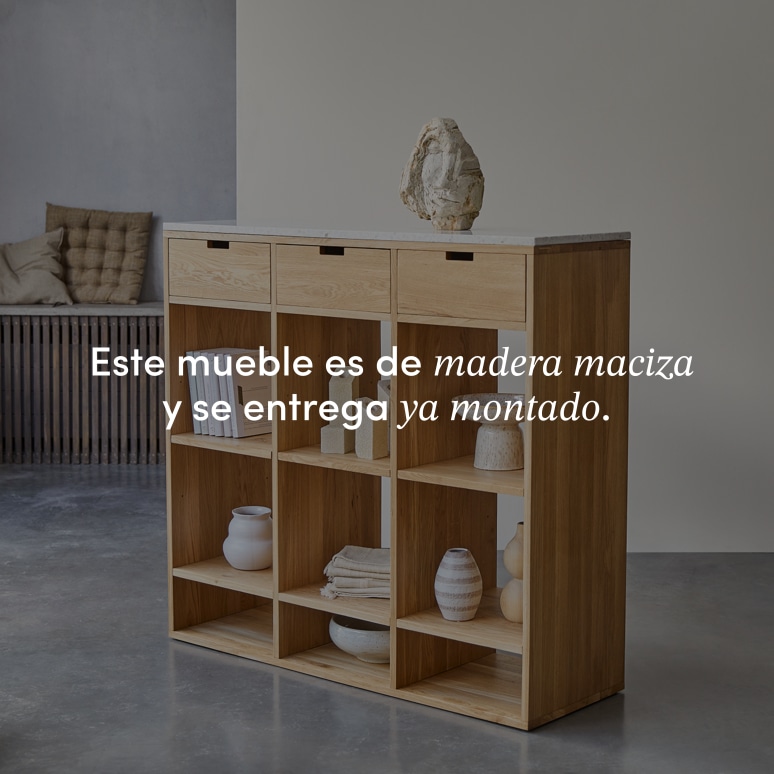Miho - Consola de entrada de roble macizo y terrazo Premium White