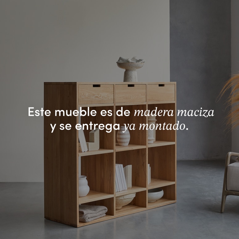 Miho - Biblioteca baja de roble macizo