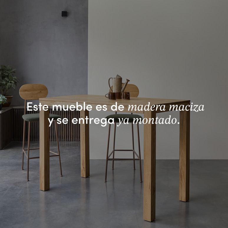 Eden - Mesa de bar de roble macizo para 4-6 personas