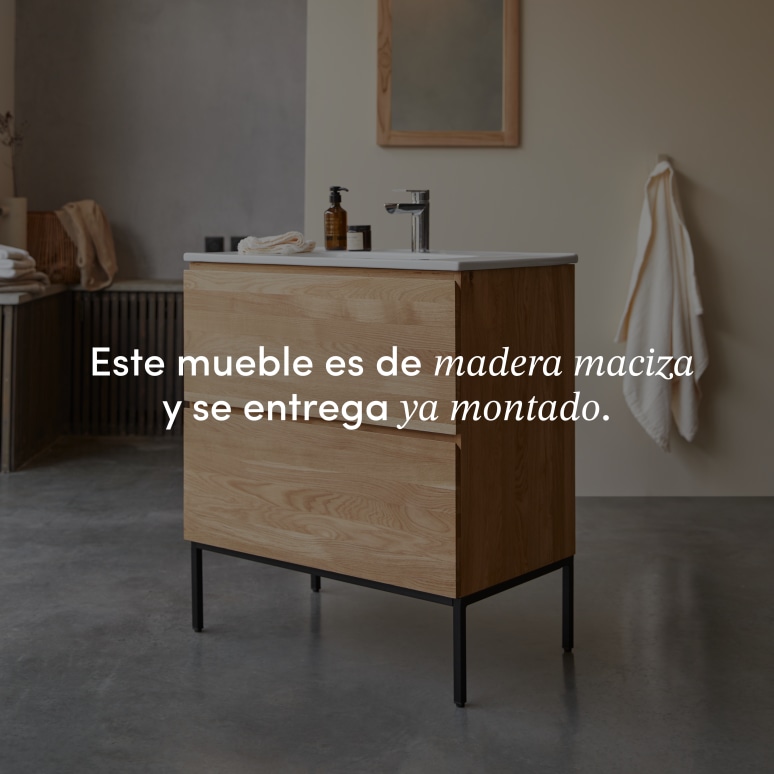 Nova - Mueble de baño de roble macizo y cerámica de 80 cm