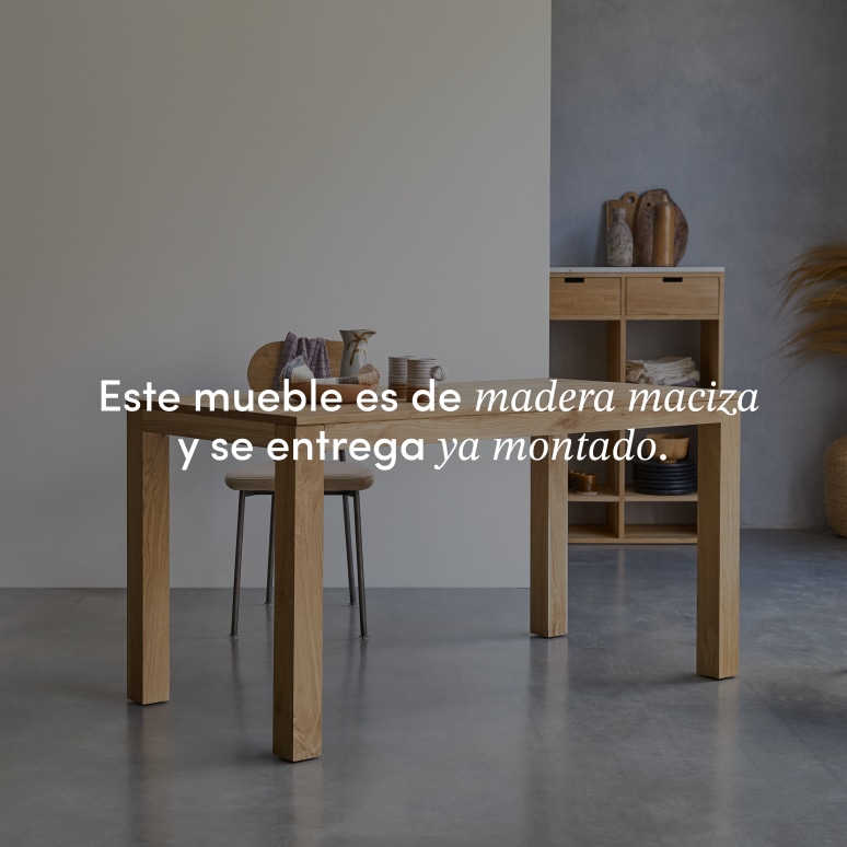 Eden - Mesa rectangular de roble macizo para 4-6 personas