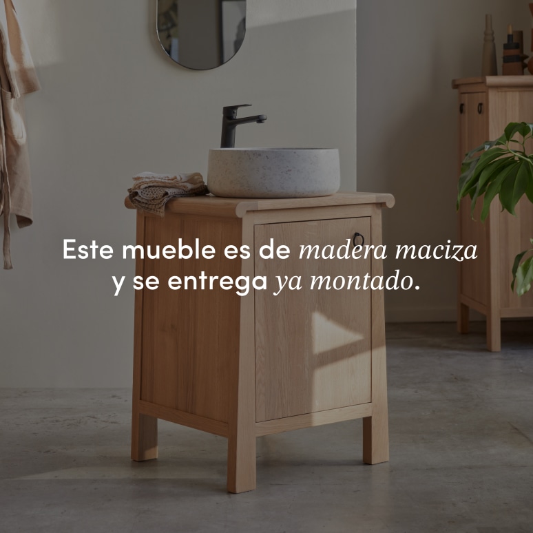 Volute - Mueble para lavabo de roble macizo de 65 cm