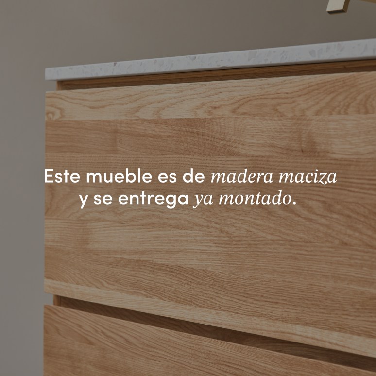 Nova - Mueble de baño de roble macizo y terrazo prémium Moon de 80 cm