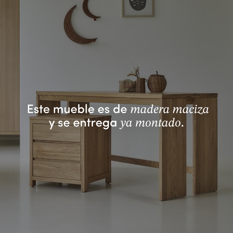 Eden - Escritorio infantil de roble macizo con cajón de almacenaje