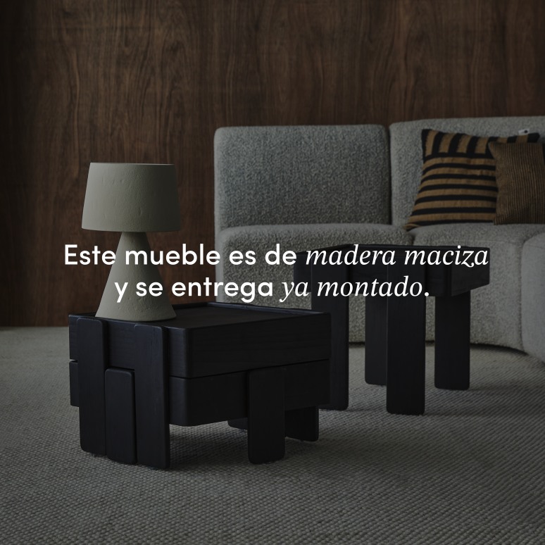 Nido - Mesas auxiliares apilables negras de mango macizo