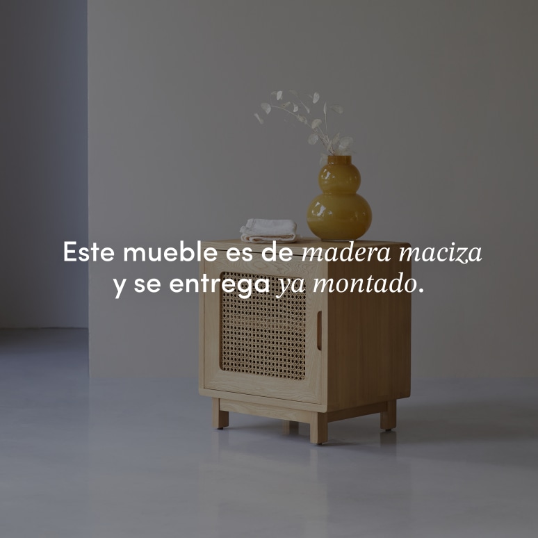 Luis - Mesilla de noche de olmo macizo y rejilla