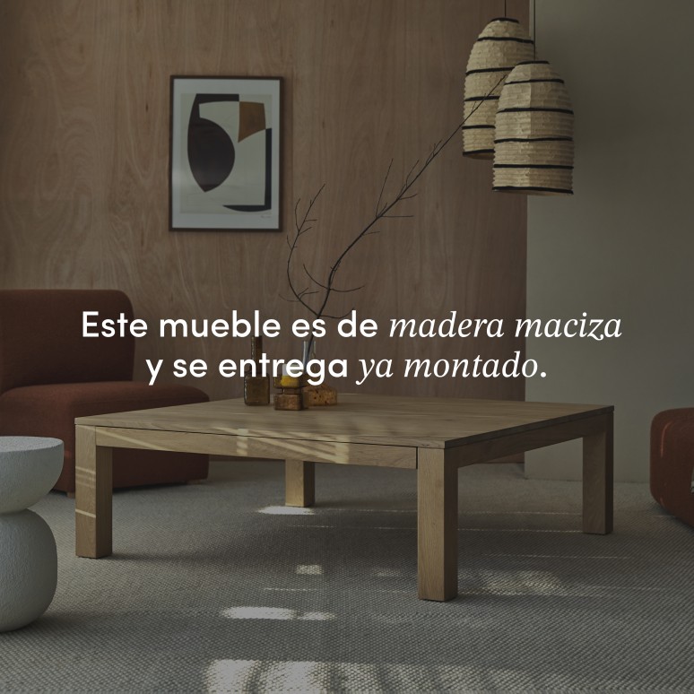 Eden - Mesa de centro de roble macizo con 1 cajón