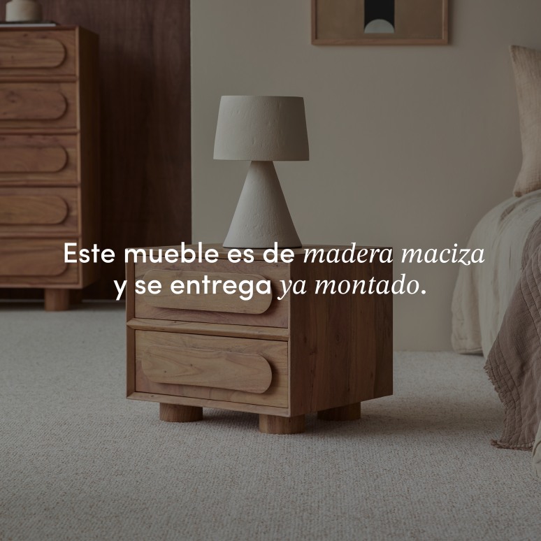 Olga - Mesilla de noche de acacia maciza con 2 cajones