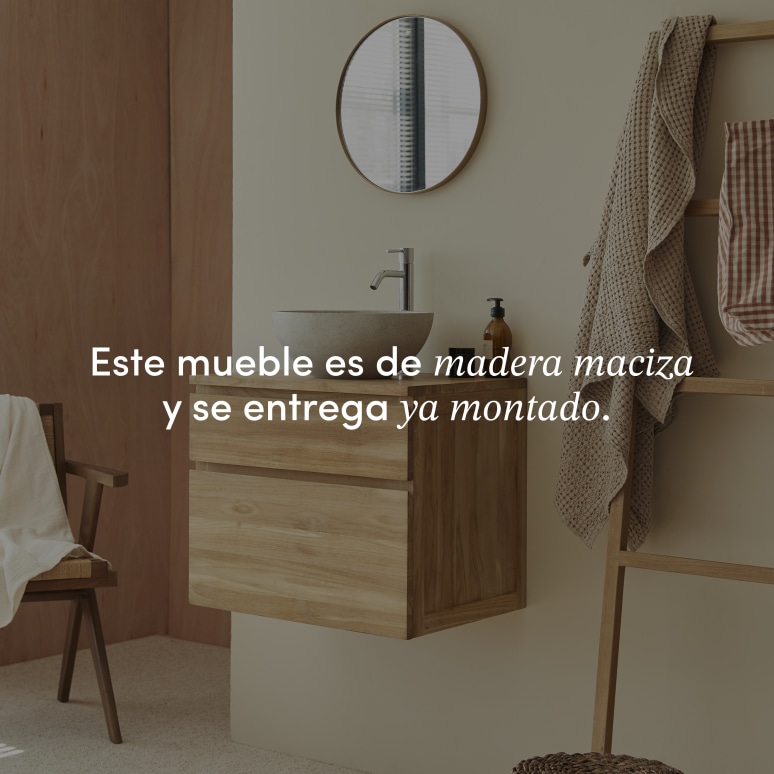Jacob - Mueble para lavabo de teca maciza de 60 cm