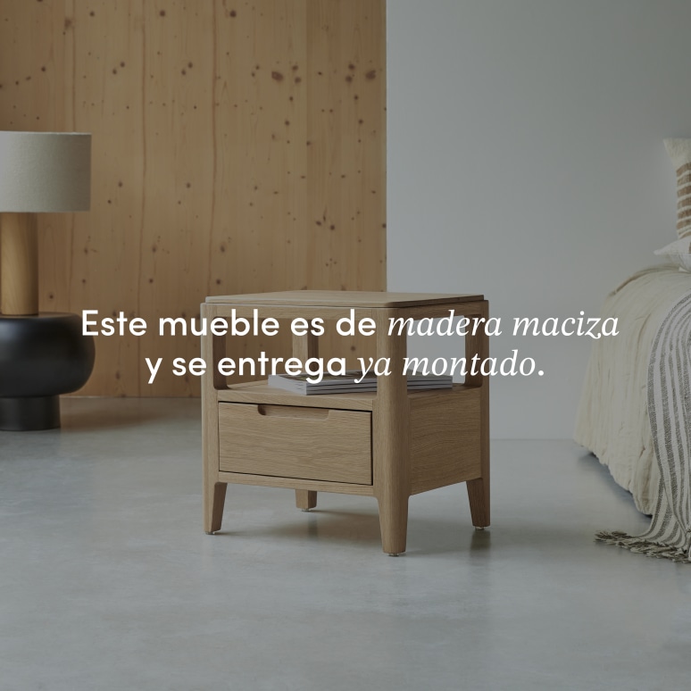 Arto - Mesilla de noche de roble macizo con 1 cajón