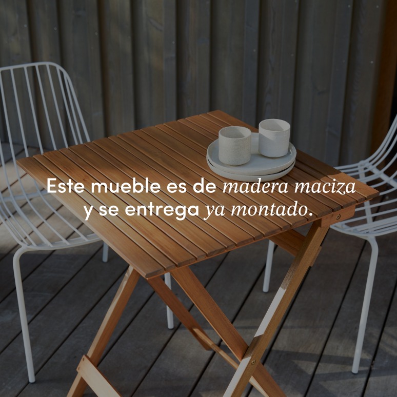 Bistro - Mesa de jardín plegable de acacia maciza para 2 personas