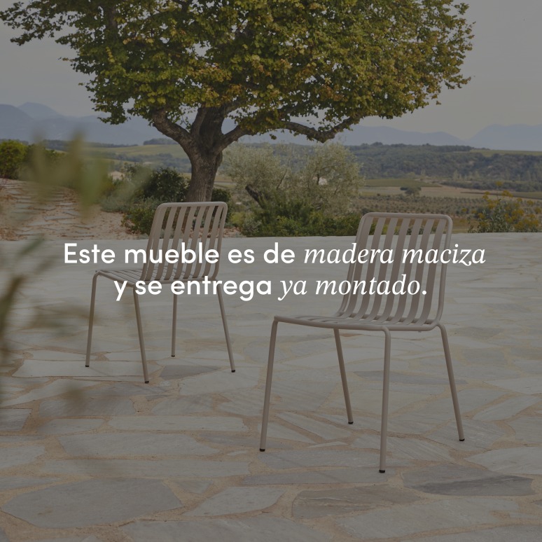 Téo - Conjunto de jardín de teca maciza y metal cream 6 plazas