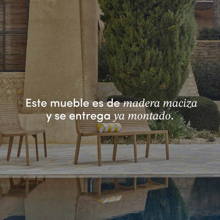 Teo - Banco de jardín de teca maciza de 3 plazas