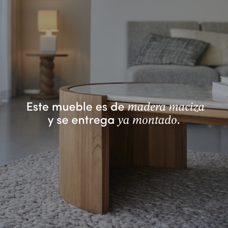 Virgile - Mesa de centro de teca maciza y mármol