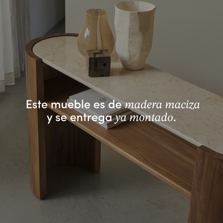 Virgile - Consola de entrada de teca maciza y mármol