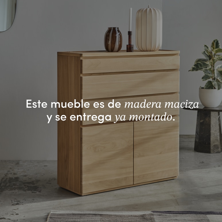 Nino - Aparador de teca maciza de 110 cm