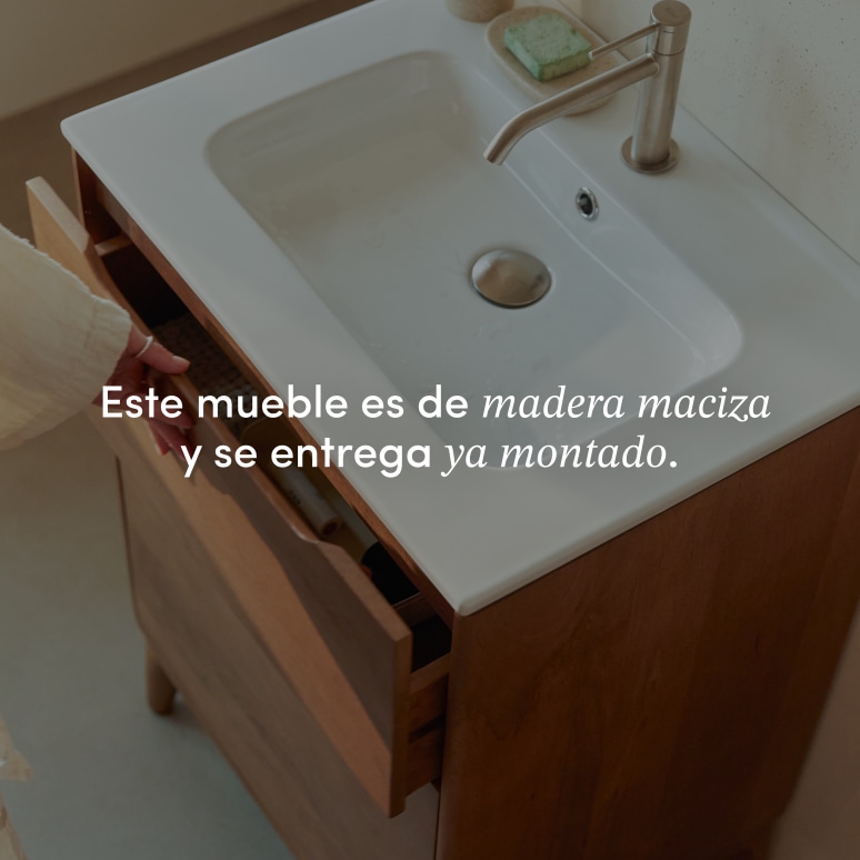 Gabrielle - Mueble de baño de madera maciza de mango y cerámica 60 cm
