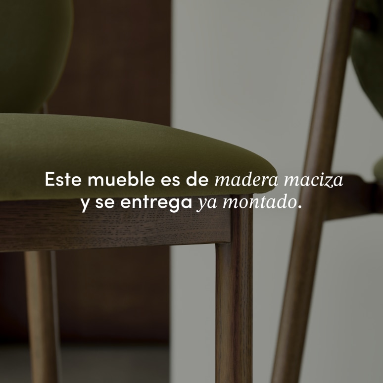 Olive - Silla alta de roble macizo y terciopelo verde 