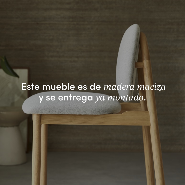 Olive - Silla alta de roble macizo y lana gris