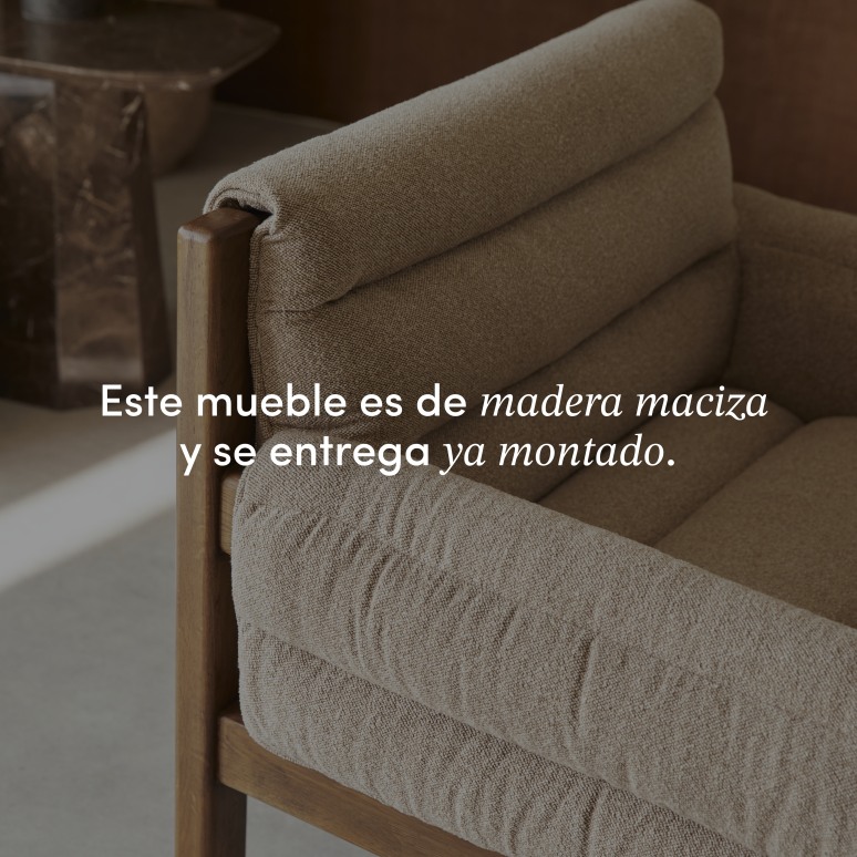 Orso - Sillón de madera maciza de roble y tela beis