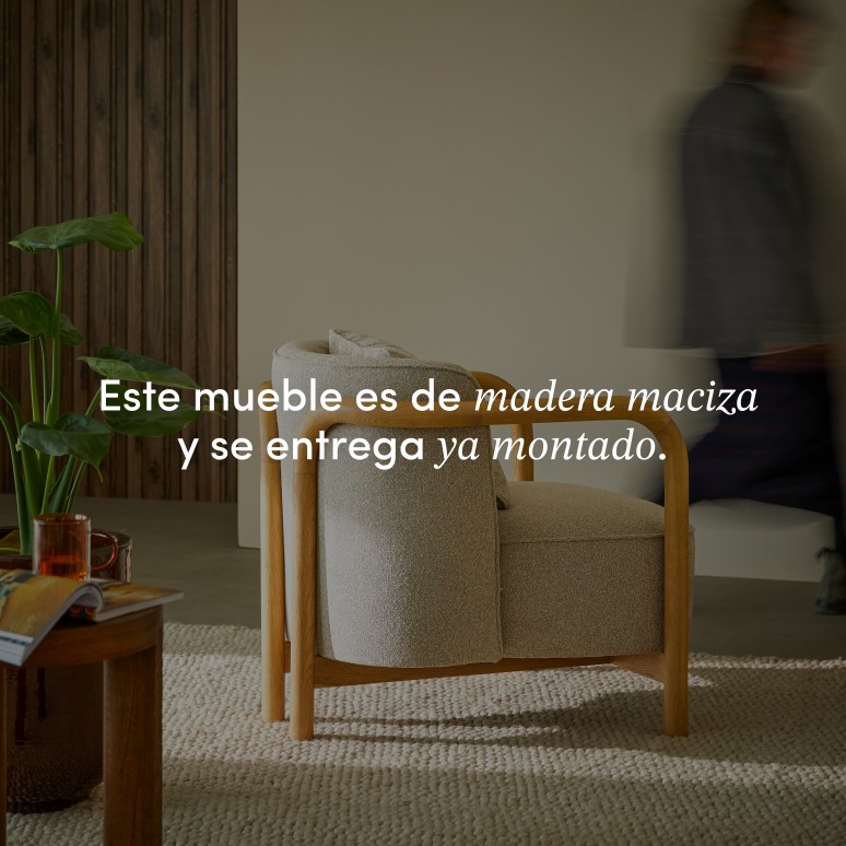 Lya - Sillón de roble macizo y tela gris