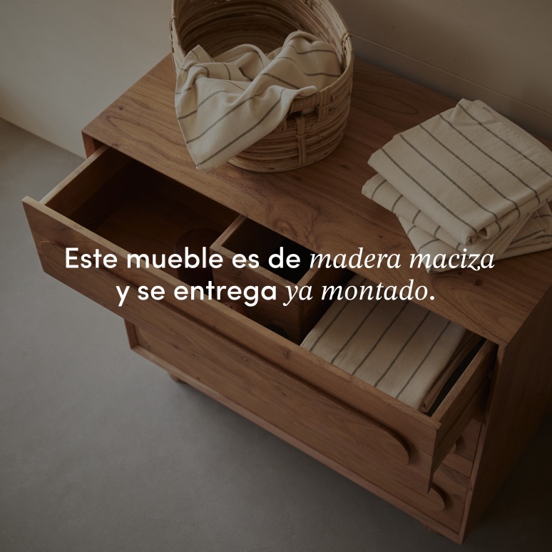 Olga - Mueble de almacenamiento de acacia maciza 90 cm