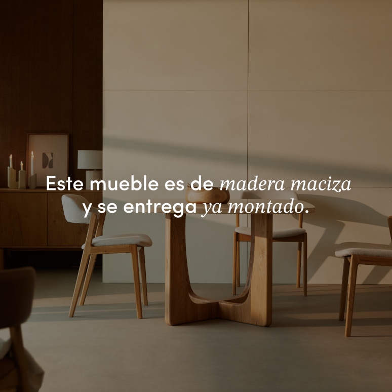 Mattia - Mesa de roble macizo y travertino para 4 personas